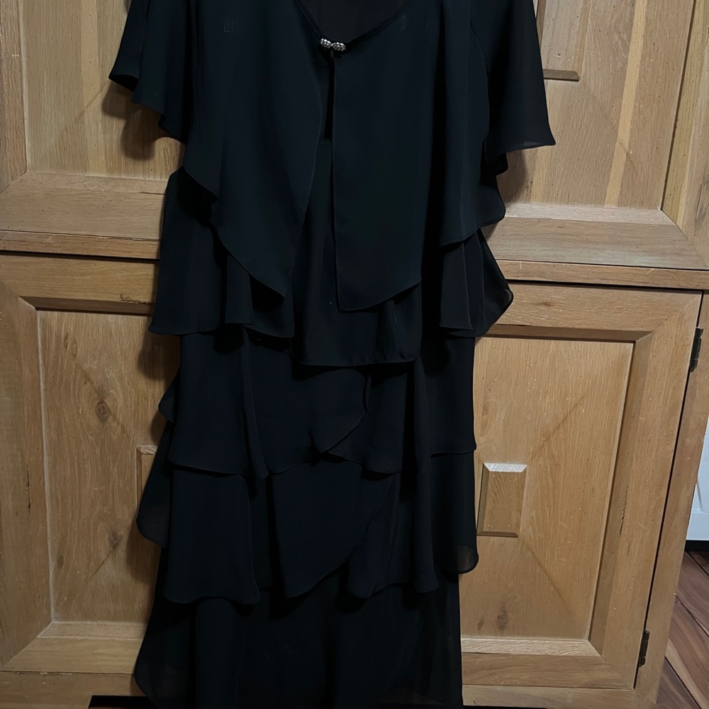 Black Asymmetrical Layered Dress knee length